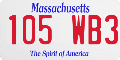 MA license plate 105WB3