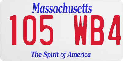 MA license plate 105WB4