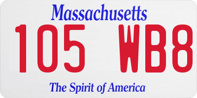 MA license plate 105WB8