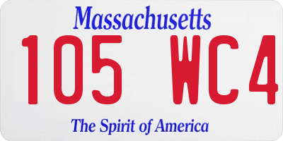 MA license plate 105WC4