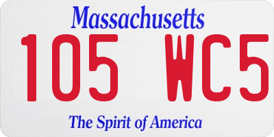 MA license plate 105WC5