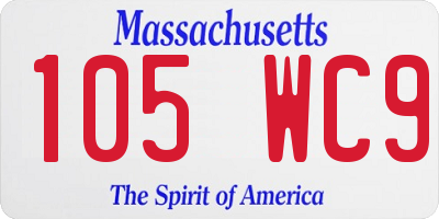 MA license plate 105WC9