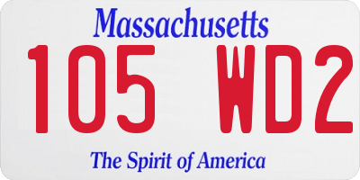 MA license plate 105WD2