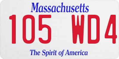 MA license plate 105WD4