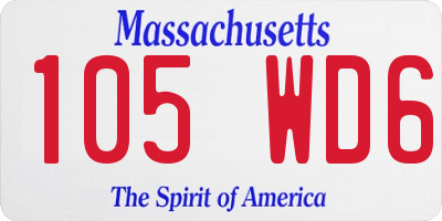 MA license plate 105WD6