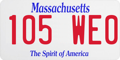 MA license plate 105WE0