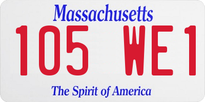 MA license plate 105WE1