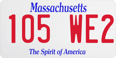 MA license plate 105WE2