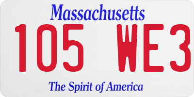 MA license plate 105WE3