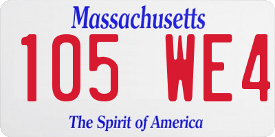 MA license plate 105WE4