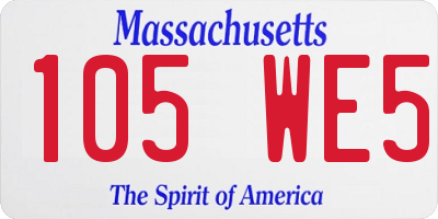 MA license plate 105WE5