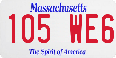 MA license plate 105WE6