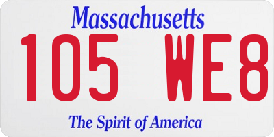 MA license plate 105WE8