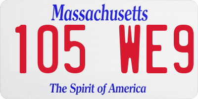 MA license plate 105WE9