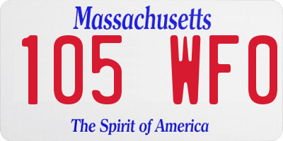 MA license plate 105WF0