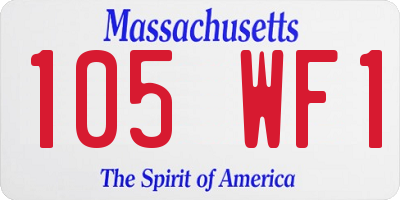 MA license plate 105WF1