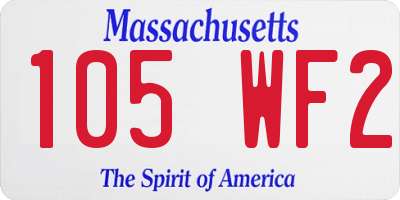MA license plate 105WF2