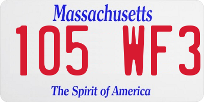 MA license plate 105WF3