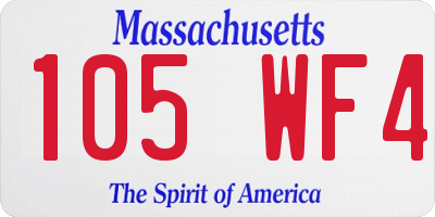 MA license plate 105WF4