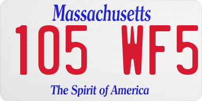 MA license plate 105WF5