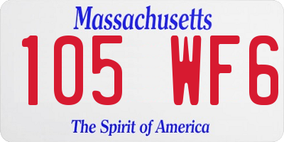 MA license plate 105WF6