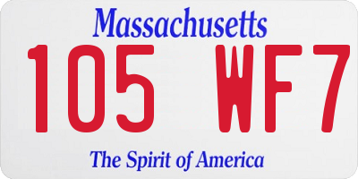 MA license plate 105WF7