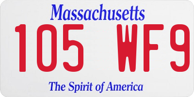 MA license plate 105WF9