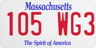 MA license plate 105WG3