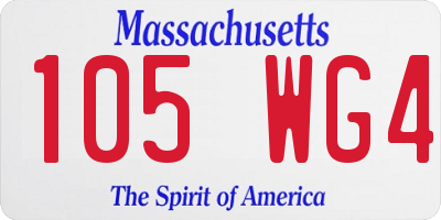 MA license plate 105WG4