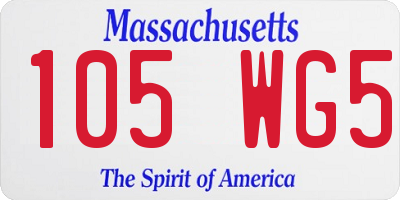 MA license plate 105WG5