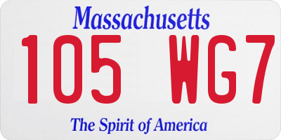 MA license plate 105WG7