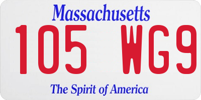MA license plate 105WG9