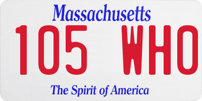 MA license plate 105WH0