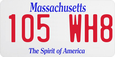 MA license plate 105WH8