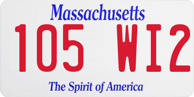 MA license plate 105WI2