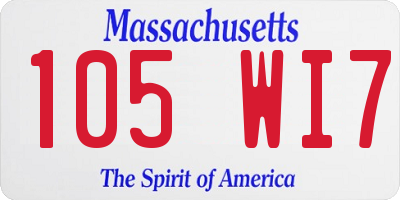 MA license plate 105WI7