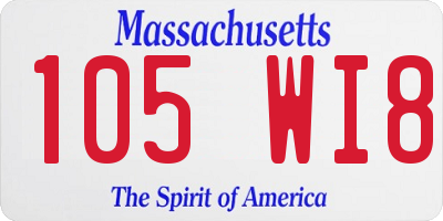 MA license plate 105WI8