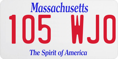 MA license plate 105WJ0