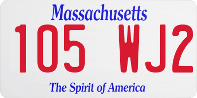 MA license plate 105WJ2