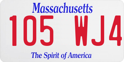 MA license plate 105WJ4