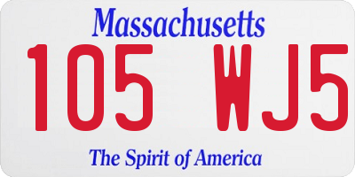 MA license plate 105WJ5