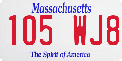 MA license plate 105WJ8