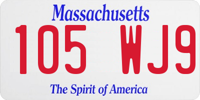 MA license plate 105WJ9