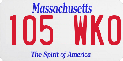 MA license plate 105WK0