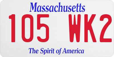MA license plate 105WK2