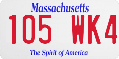 MA license plate 105WK4