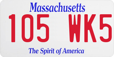 MA license plate 105WK5