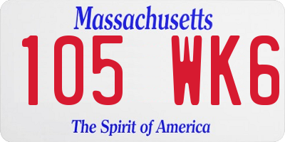 MA license plate 105WK6