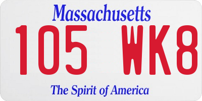 MA license plate 105WK8