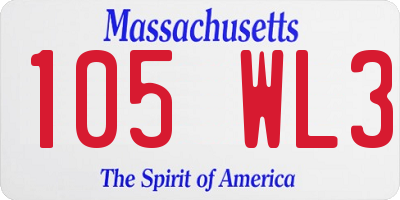 MA license plate 105WL3